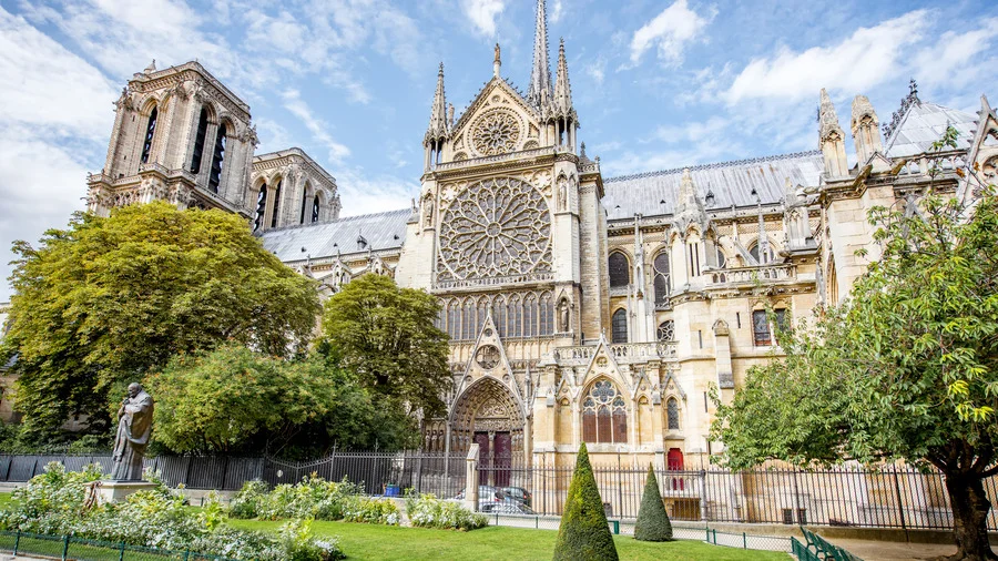 Notre Dame Cathedral Paris in daylight for travel guide