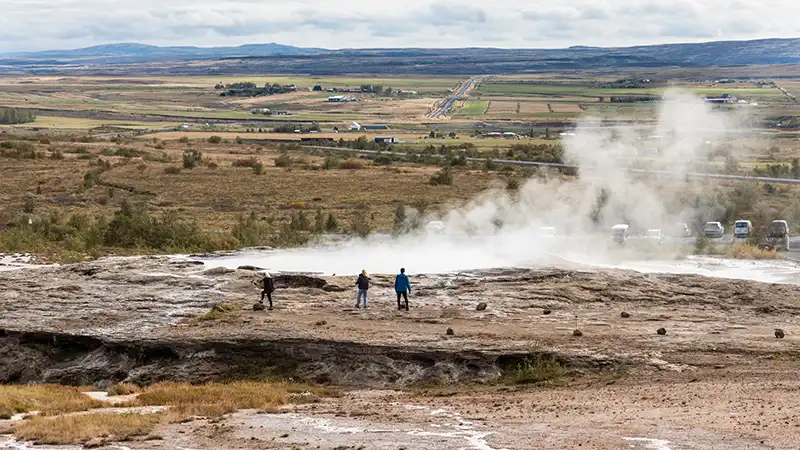 Geysir hot spring, a stop on a 3-day travel itinerary in Reykjavik, Iceland