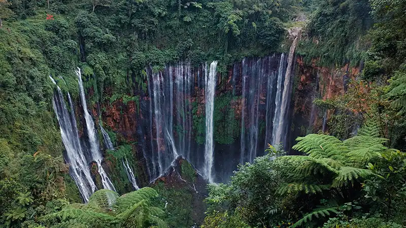 Stunning view of Tumpak Sewu Waterfall in Indonesia
