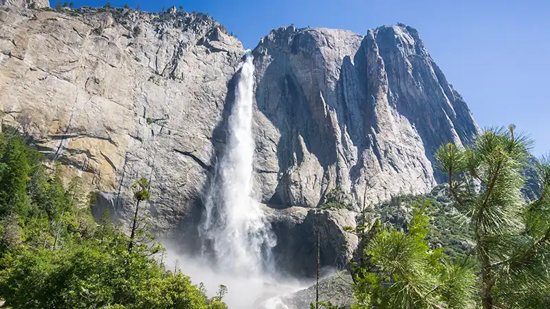 "Upper Yosemite Falls, Yosemite National Park, California, in a stunning natural landscape.