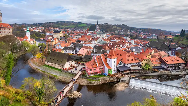 Český Krumlov picturesque view.