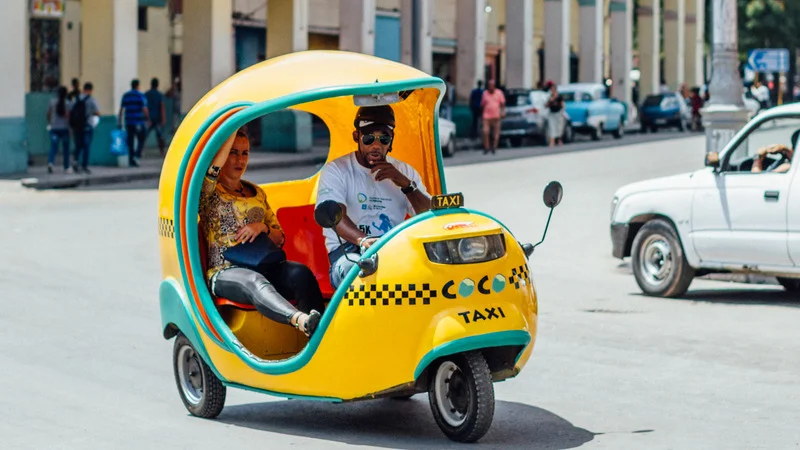 Coco taxi in Havana, a unique and popular mode of transport in the city.