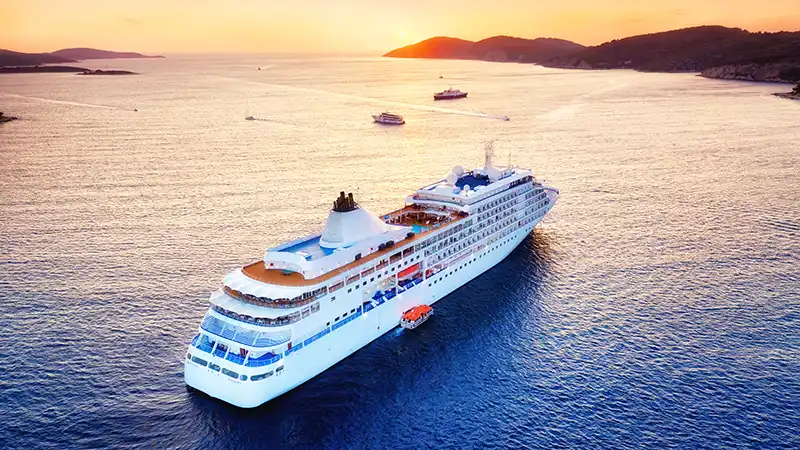 Aerial view of a cruise liner, ideal for young adults seeking adventurous voyages.