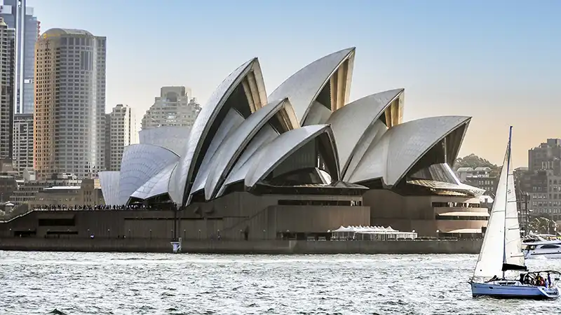 Sydney Opera House at sunset, a must-visit landmark featured in our Sydney travel guide.