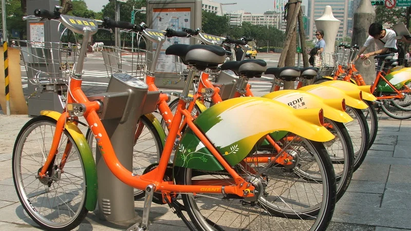 YouBike station in Taipei showcasing the city's innovative bike-sharing service.